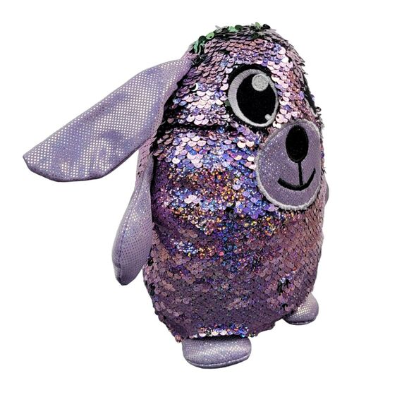 Shimmeez Delilah Dog‎ Plush 8" Dazzle Flip Sequin Purple Green Stuffed Plushie - Picture 4 of 7